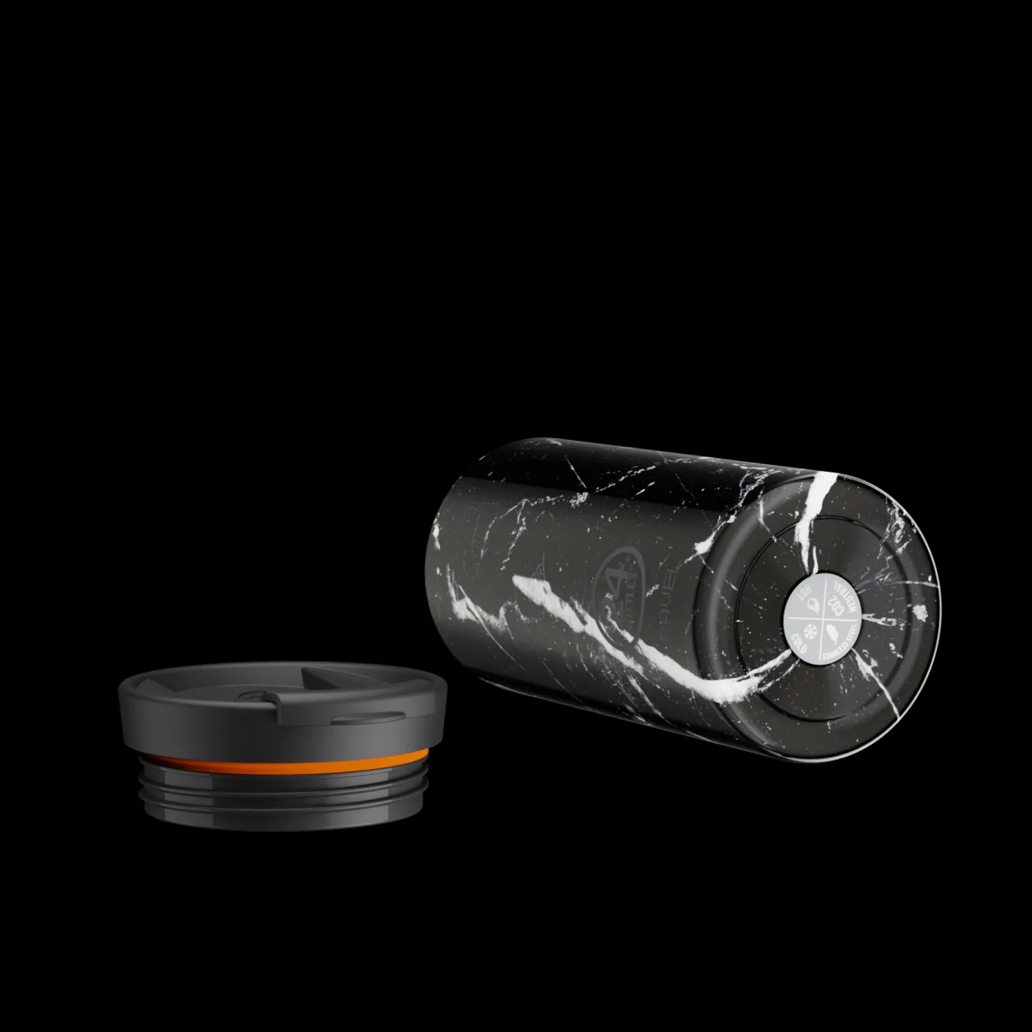 Travel Tumbler*24 Bottles Black Marble 600 ml