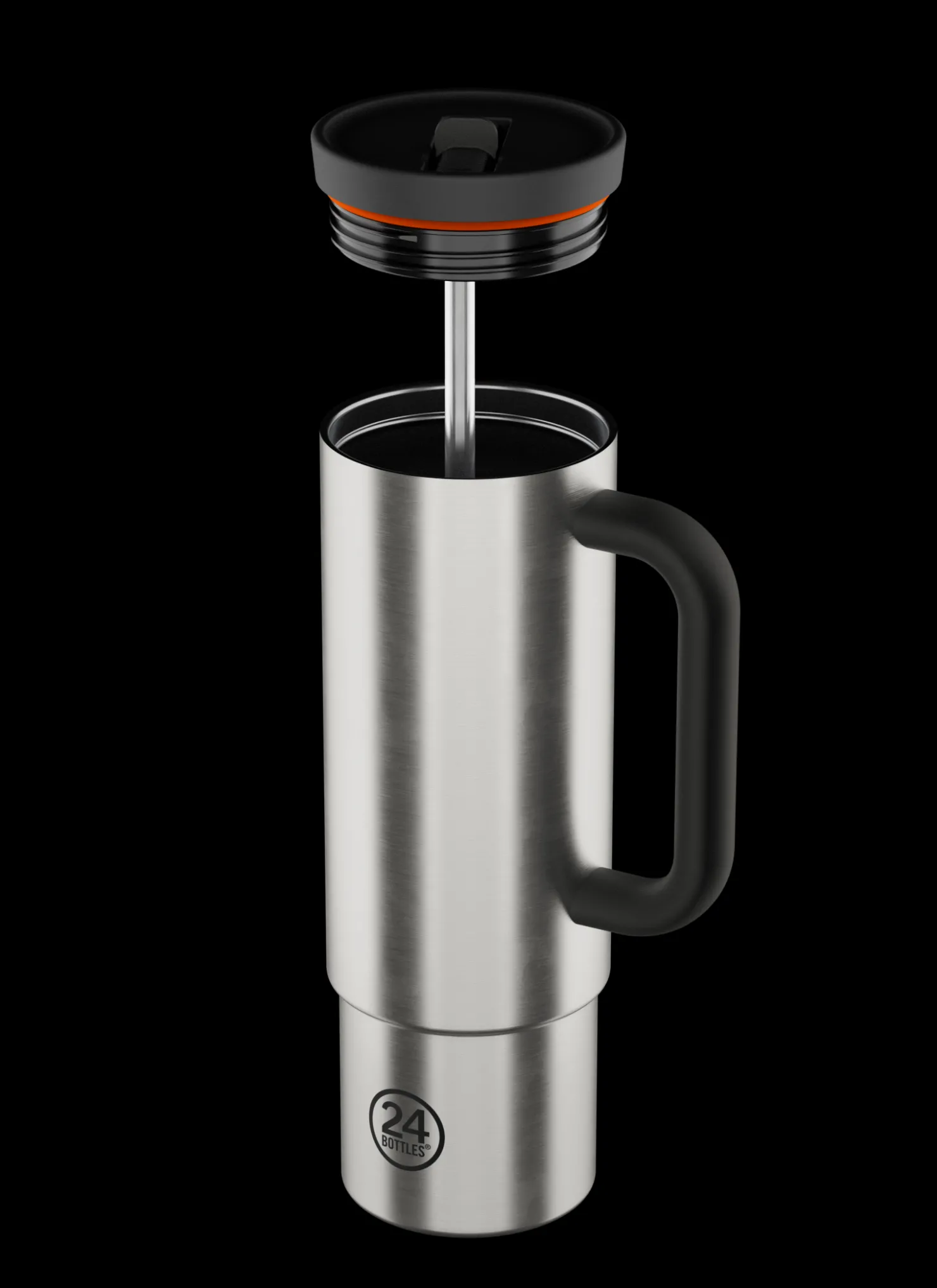Straw Cup*24 Bottles Brushed Steel 800 ml